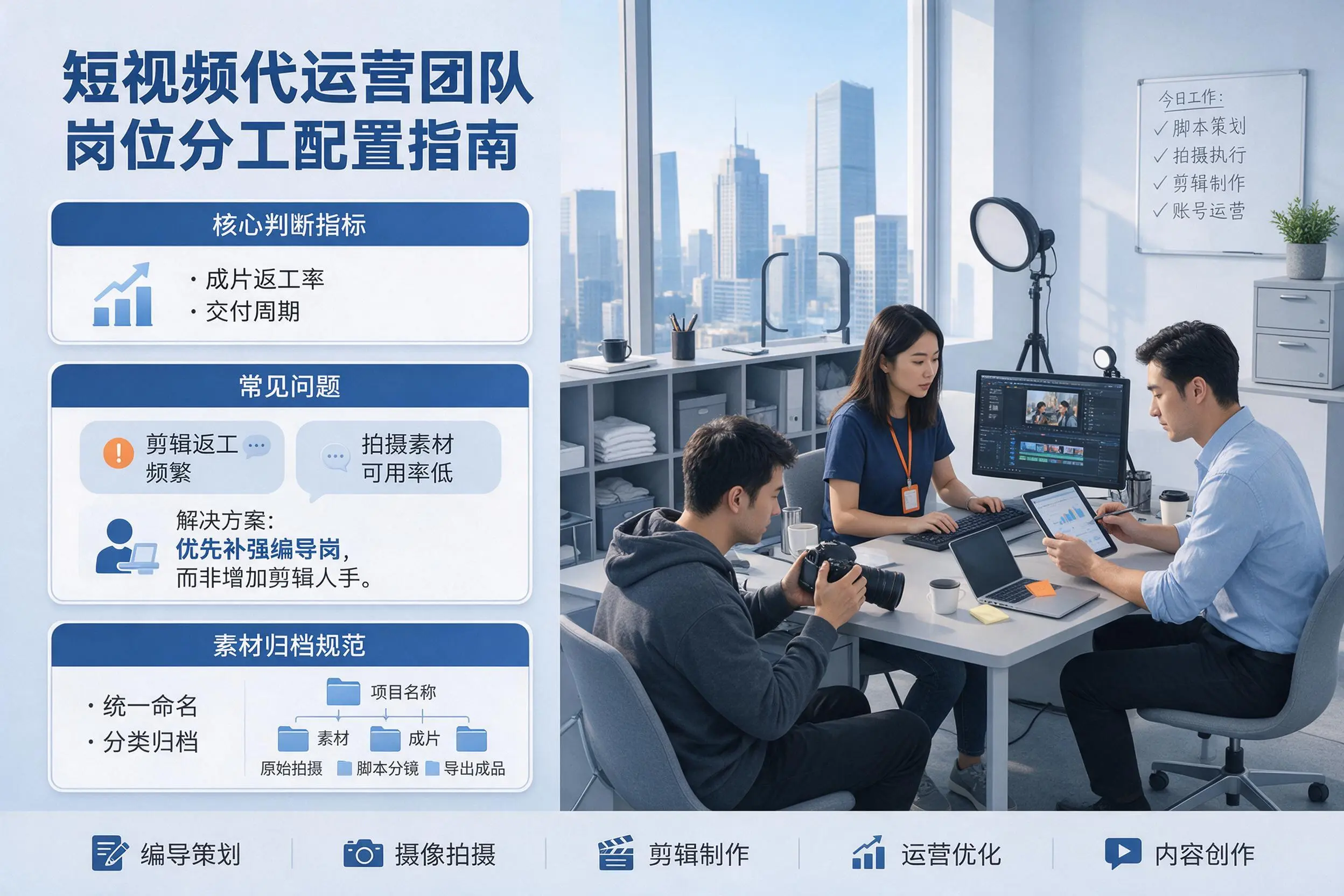 短视频代运营团队如何配置?张家口企业岗位分工科普说明