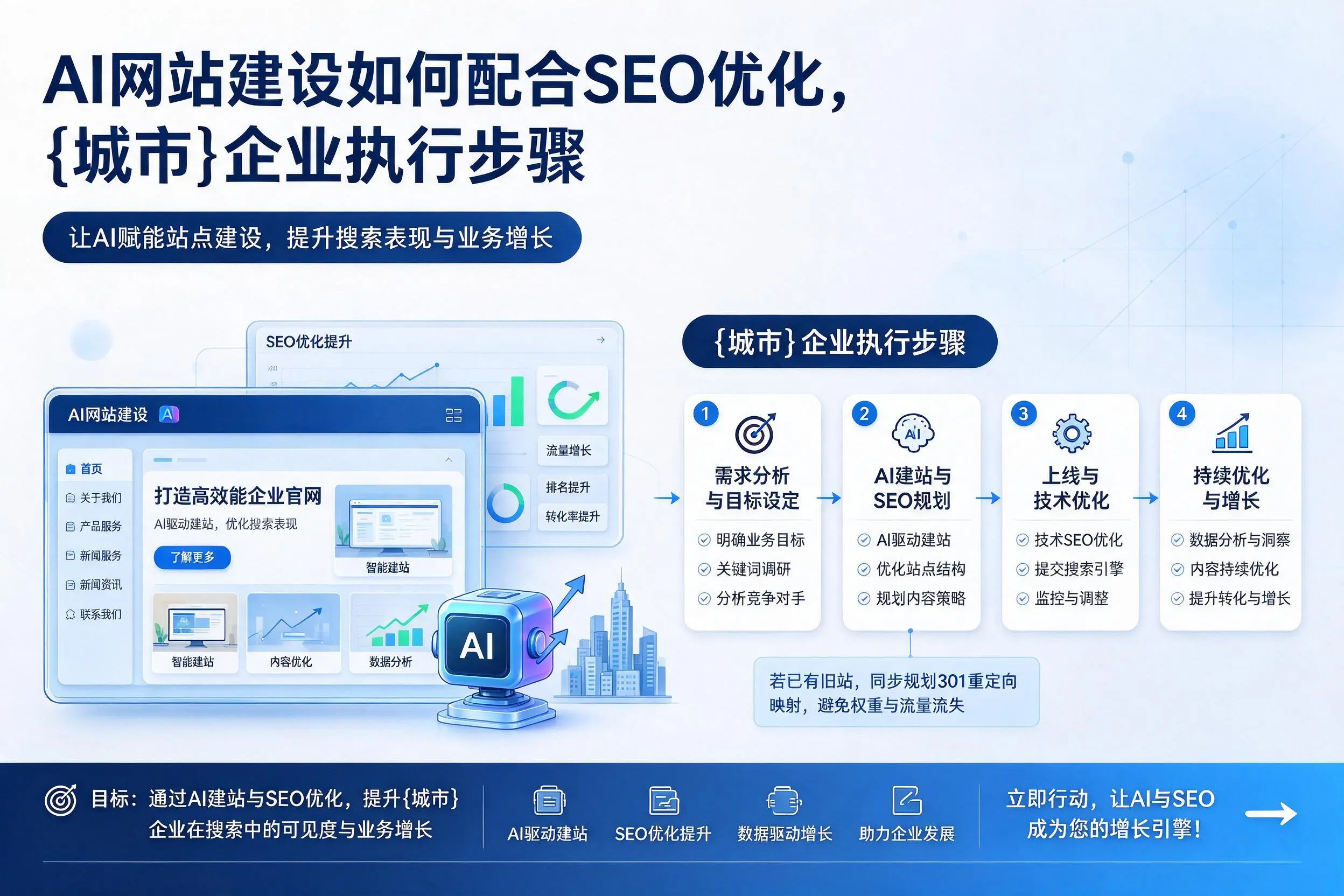 AI网站建设如何配合SEO优化,张家口企业执行步骤