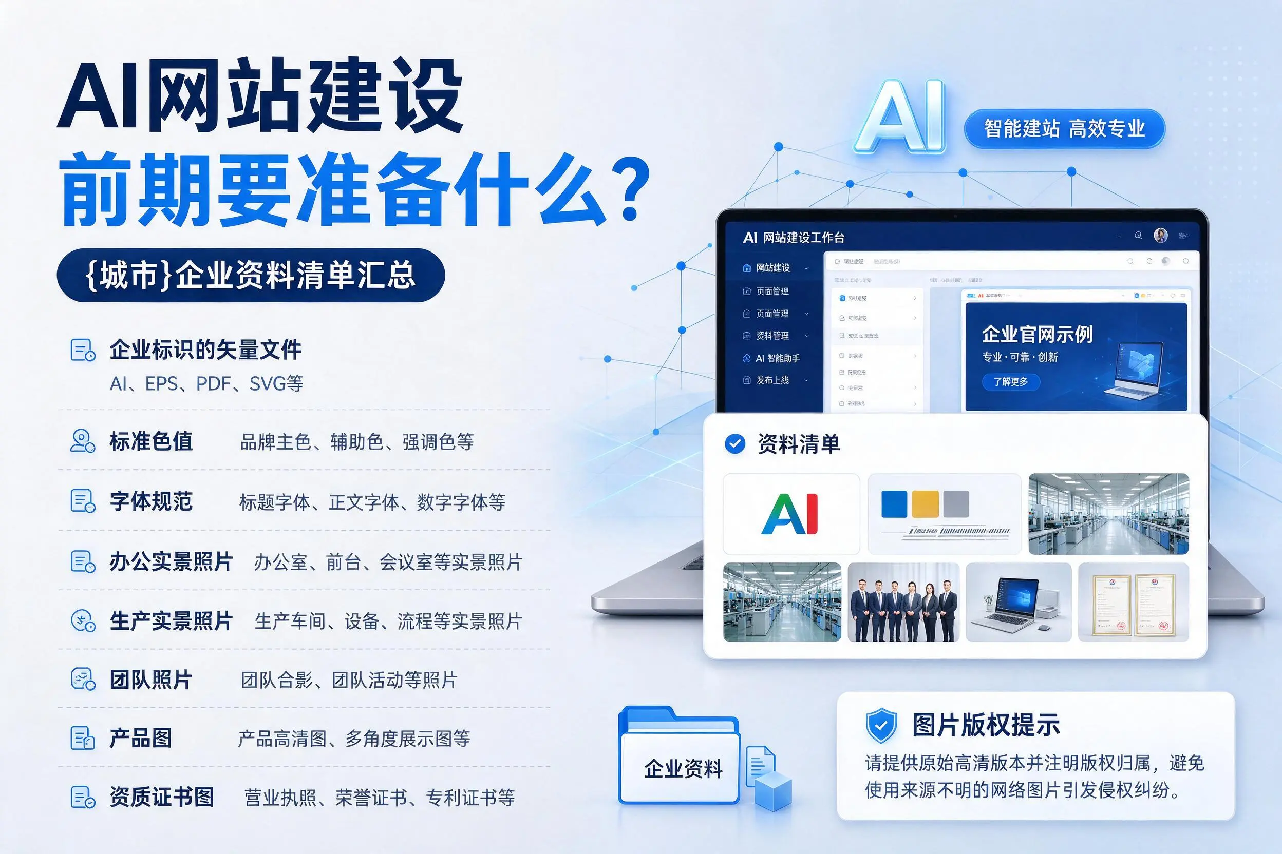 AI网站建设前期要准备什么？张家口企业资料清单汇总